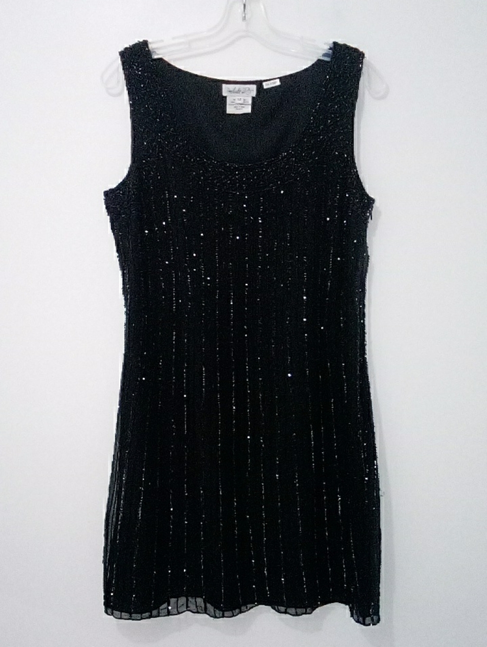 Prelude Vintage Silk Black Beaded Sleeveless Mini Dress